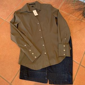 Express Army Green Button Up size Small NWT